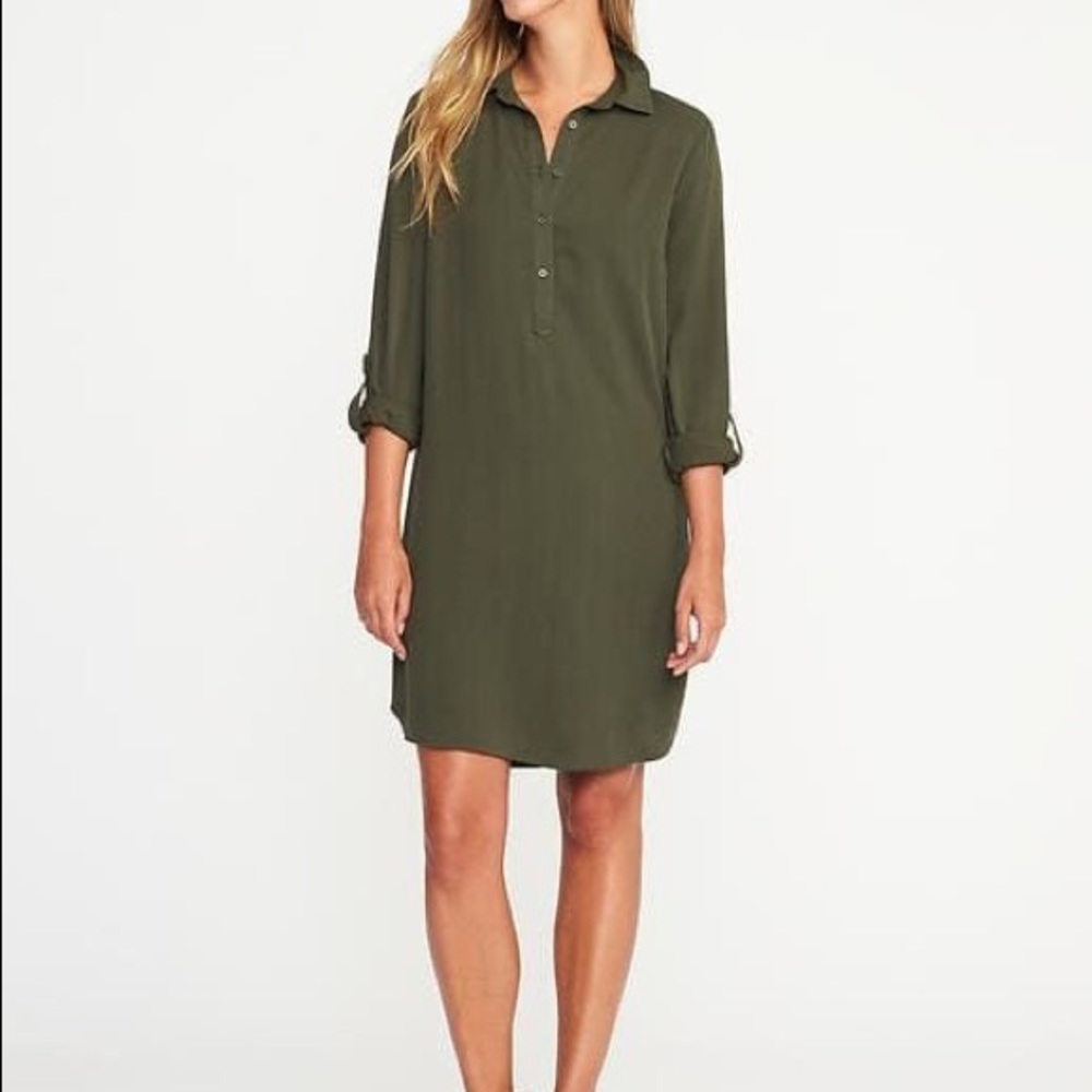 Old Navy Twill Button-Front Shirt Dress